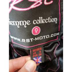 RST Ladies Black Leather Motorbike Jacket UK Size 8