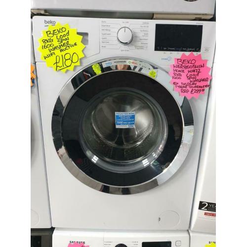 Ex display white beko 8kg load 1600 spin washing machine
