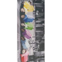 Canvas picture of colourful Vespa's on black and white background