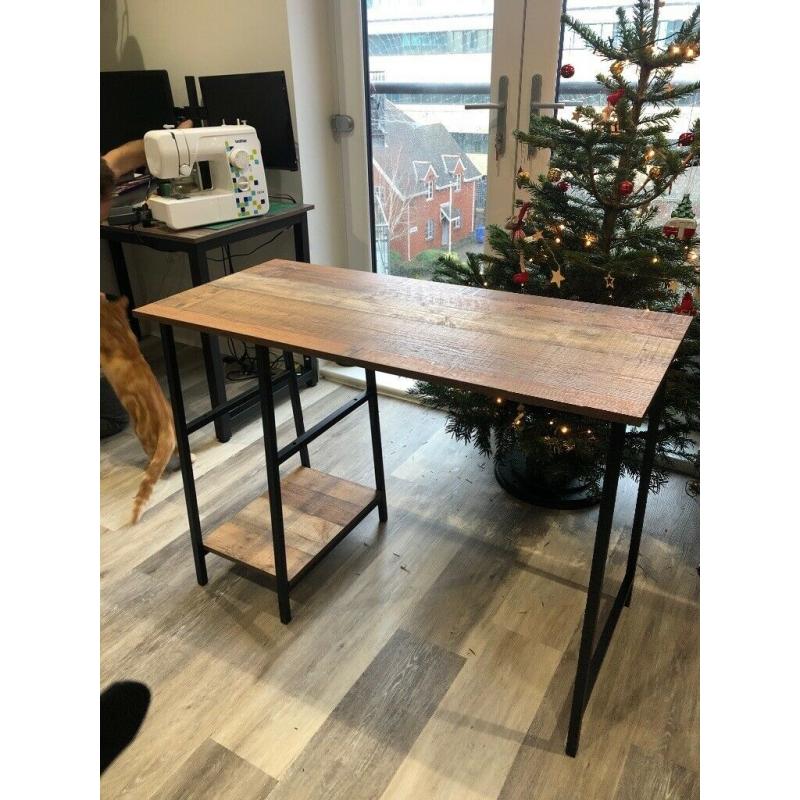 Desk with metal legs and printed wood top Wayfair