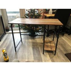 Desk with metal legs and printed wood top Wayfair