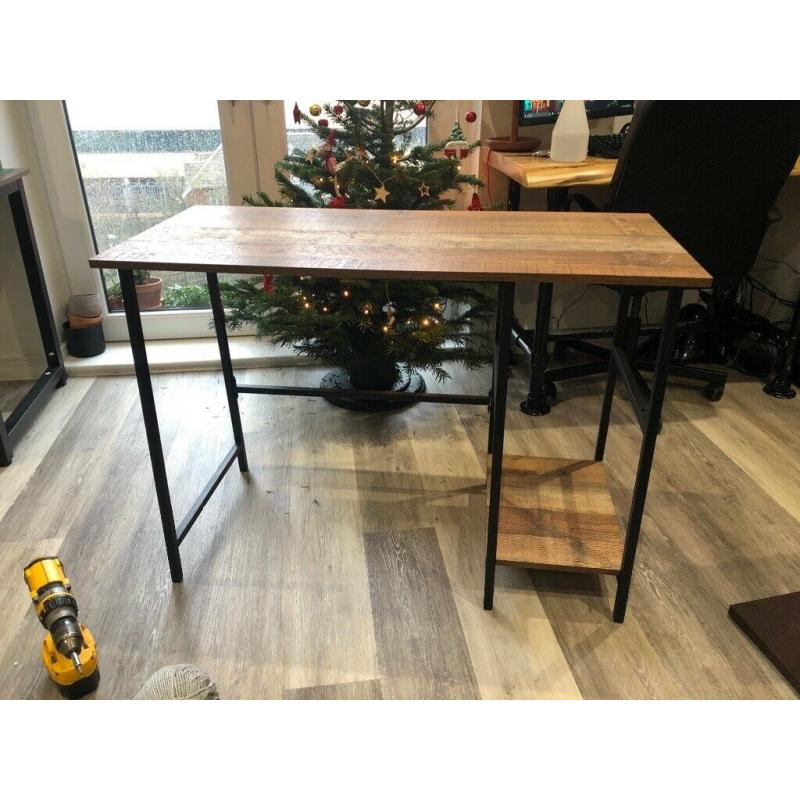 Desk with metal legs and printed wood top Wayfair