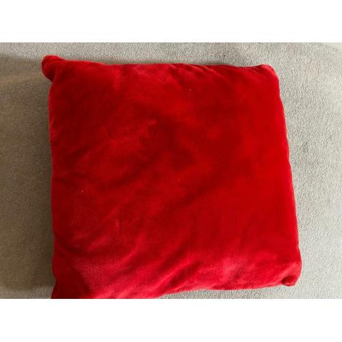 Large red soft velour cushion 700 mm square