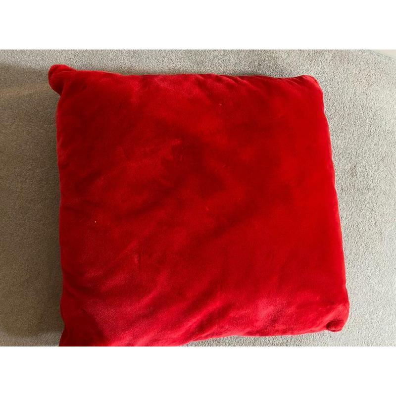 Large red soft velour cushion 700 mm square