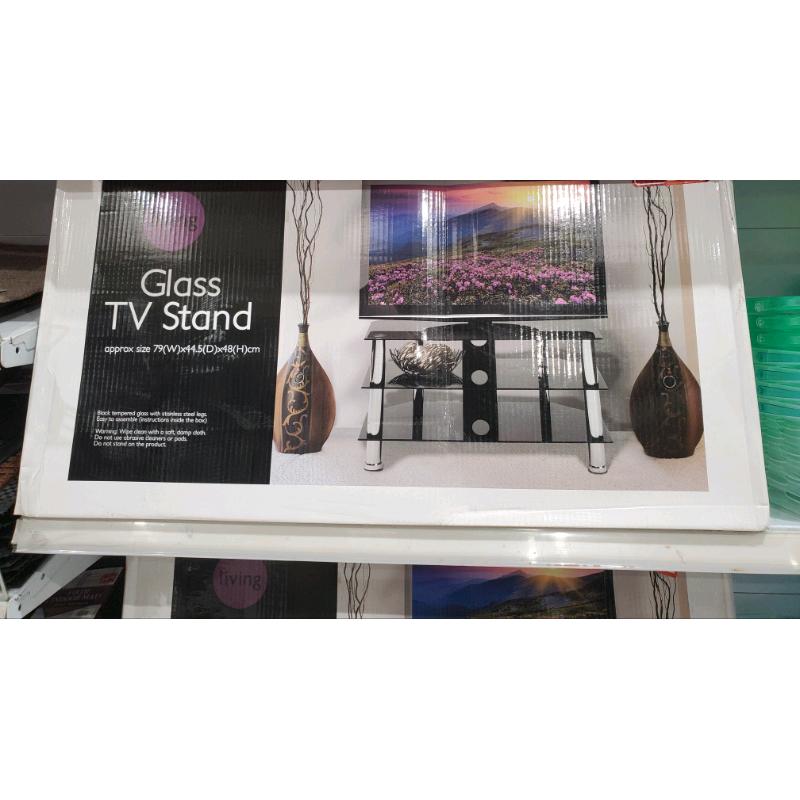 Glass TV stand mount black new boxed