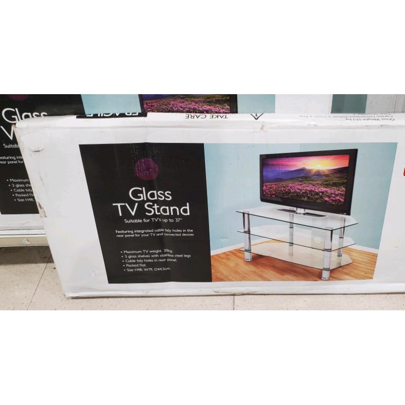 Tv stand glass silver new boxed wall mount
