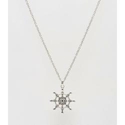 Boat Wheel Necklace In grey