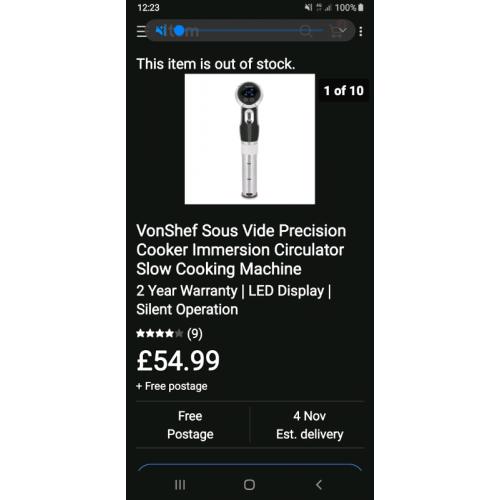 Vonshef sous vide immersion cooker