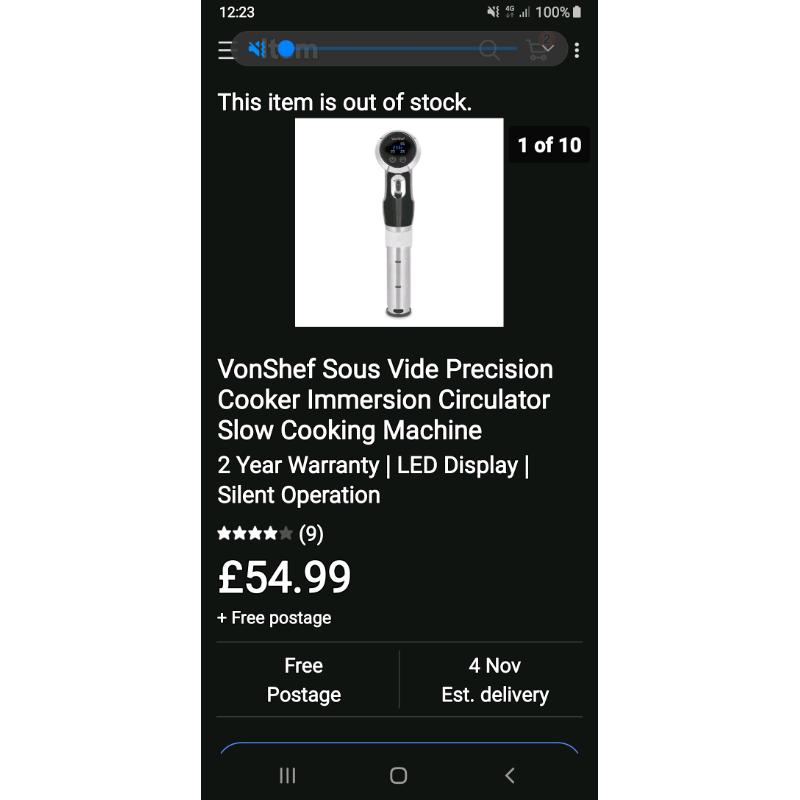 Vonshef sous vide immersion cooker
