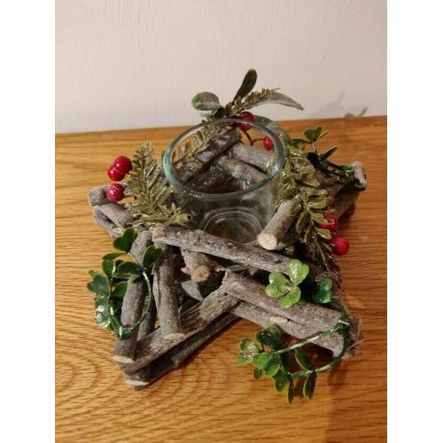 Festive Log Fire Candle Holder