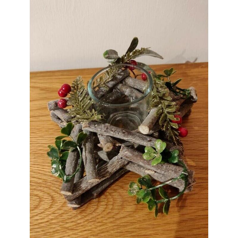 Festive Log Fire Candle Holder