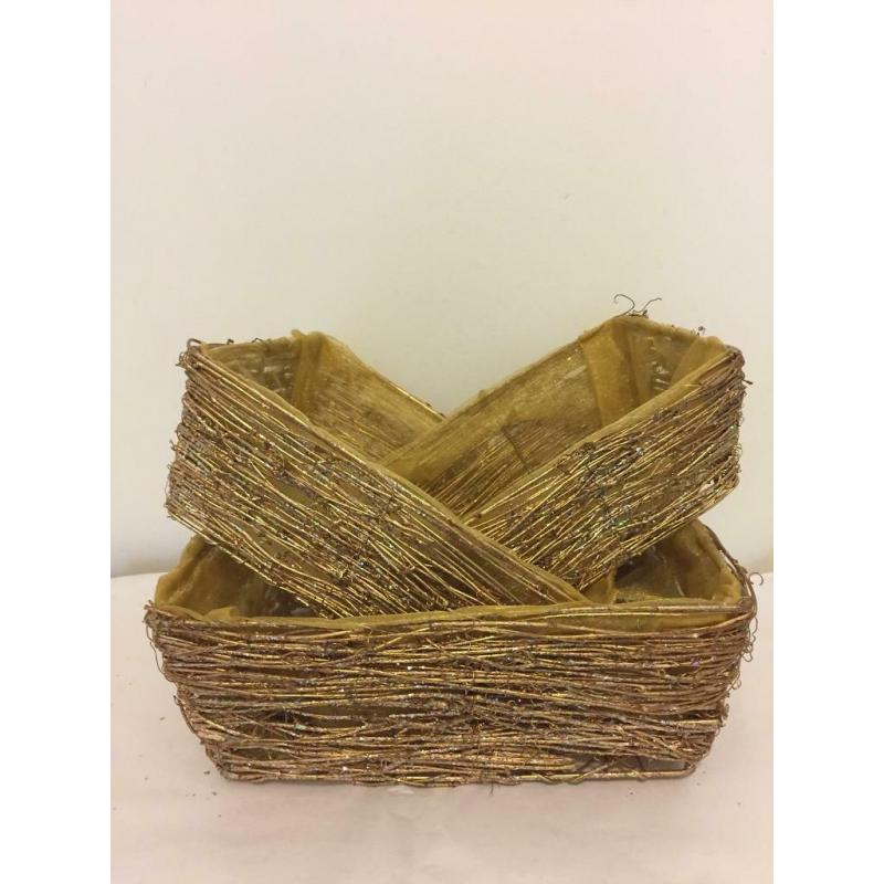 5 Gold Organza Lined Baskets Christmas Gifts Hampers
