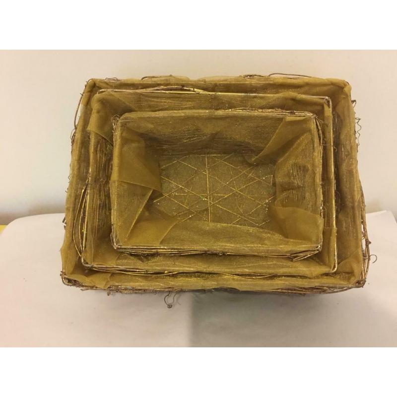 5 Gold Organza Lined Baskets Christmas Gifts Hampers