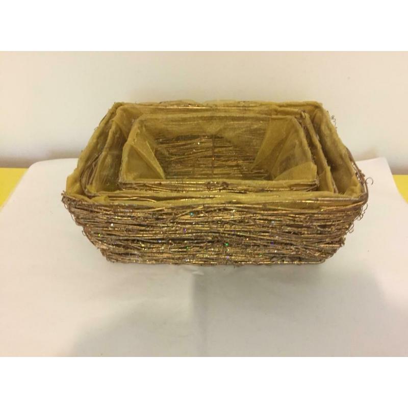 5 Gold Organza Lined Baskets Christmas Gifts Hampers