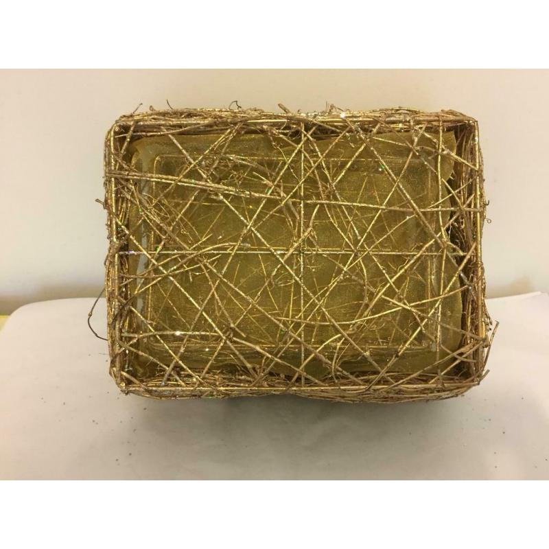5 Gold Organza Lined Baskets Christmas Gifts Hampers