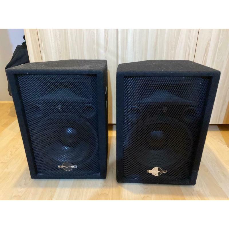 2 X Phonic Active Powered SE712A Speakers Black 12? Inch Read Description