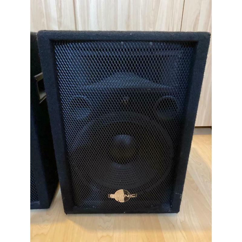 2 X Phonic Active Powered SE712A Speakers Black 12? Inch Read Description