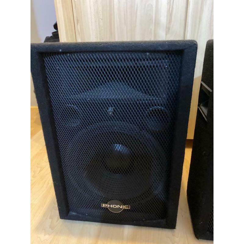 2 X Phonic Active Powered SE712A Speakers Black 12? Inch Read Description