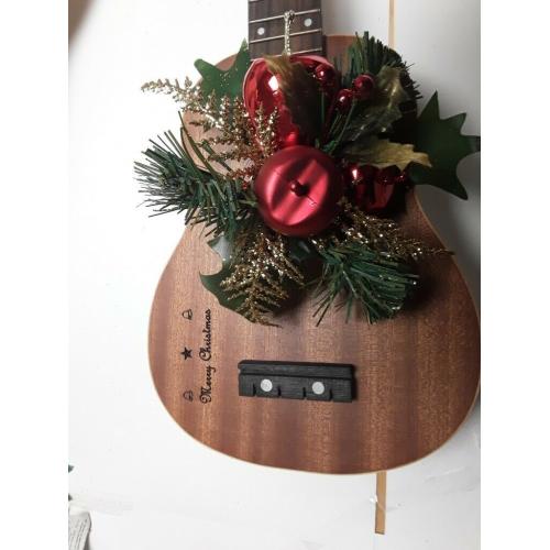 Beautiful Christmas Engraved Ukulele with Garland Flower