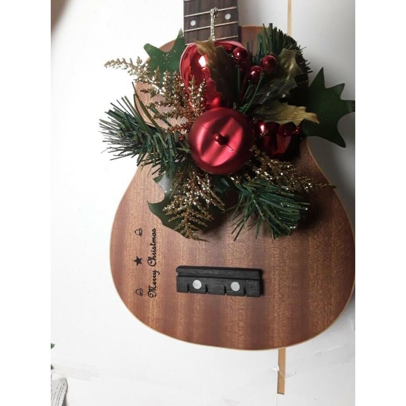 Beautiful Christmas Engraved Ukulele with Garland Flower