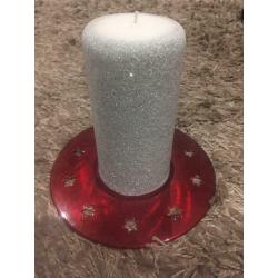 Glitter candle with Red Holder.