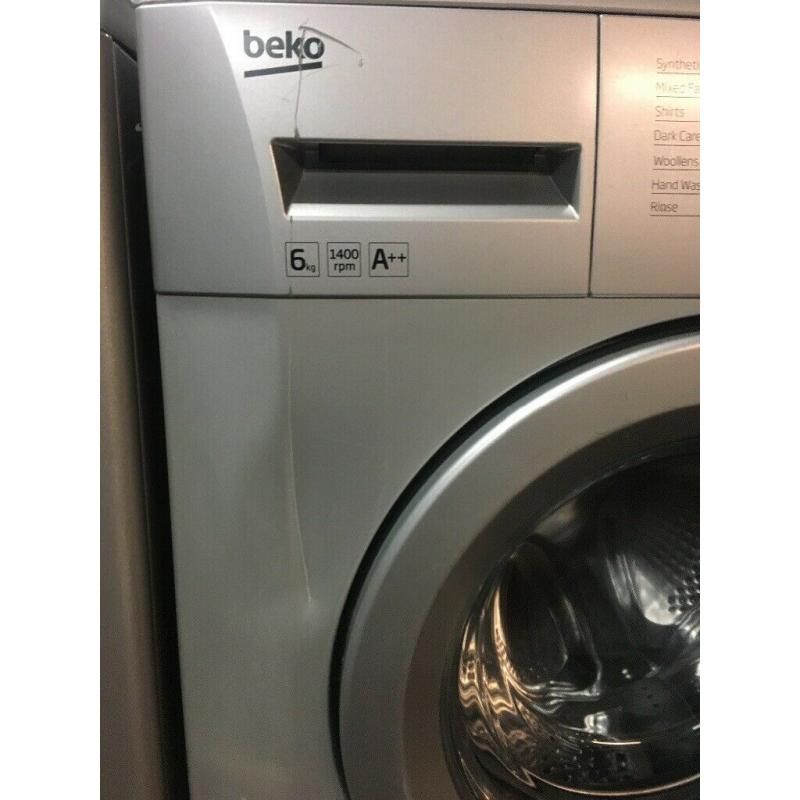 Silver Beko washing machine 6kg 1400 spin