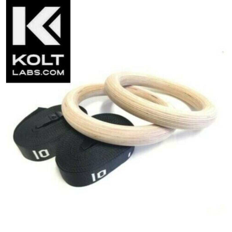 Wooden Gymnastic rings / Calisthenics rings 32 mm, HEAVY DUTY, extra thick, by KoltLabs