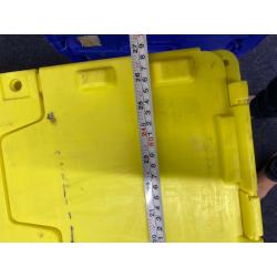 Storage / removal boxes with lids. Will stack & support heavy weight
