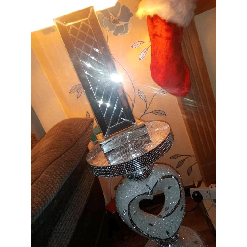 Glass table and lamp stand