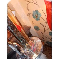 Glass table and lamp stand