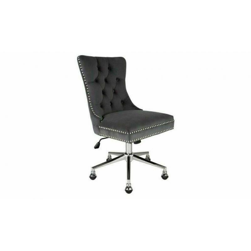 Home Princess Velvet Handleback Office Chair - Grey (329/8503) No281005
