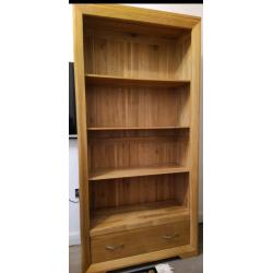 Natural Solid Oak Bookcase Tall Large Book case