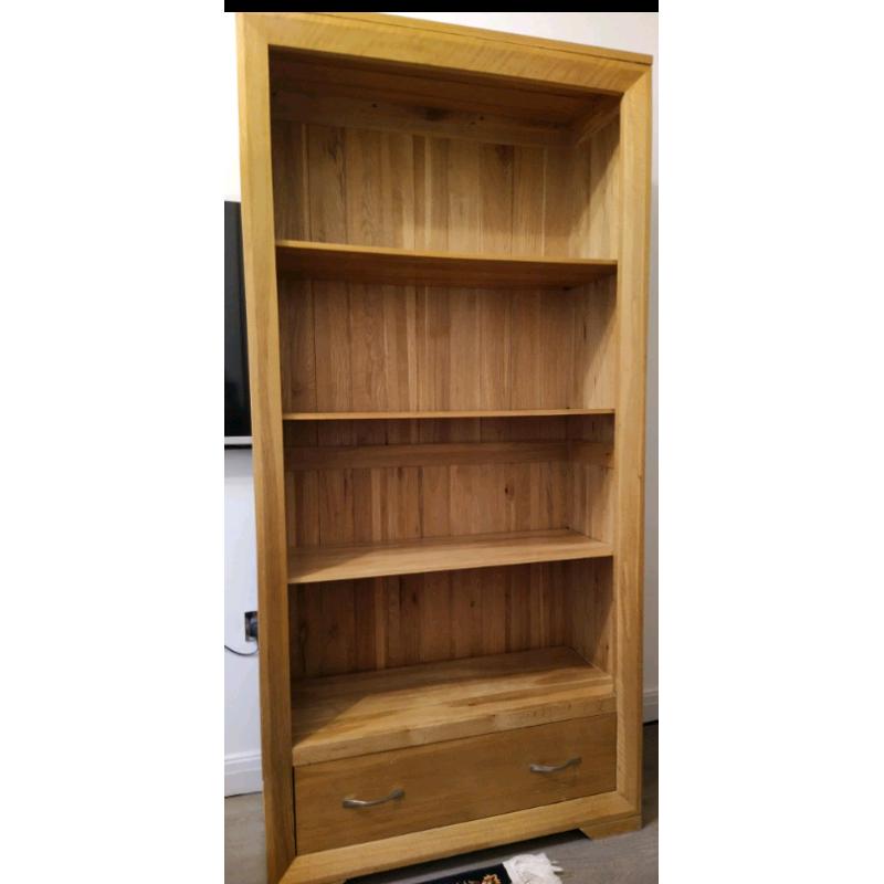 Natural Solid Oak Bookcase Tall Large Book case