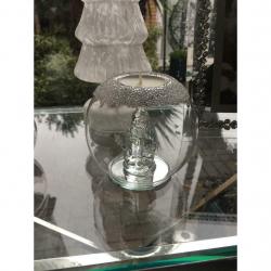 Gorgeous glass Santa tea light candle holder Christmas decoration