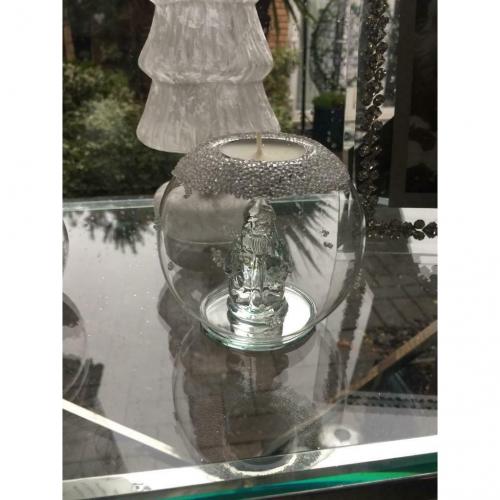 Gorgeous glass Santa tea light candle holder Christmas decoration
