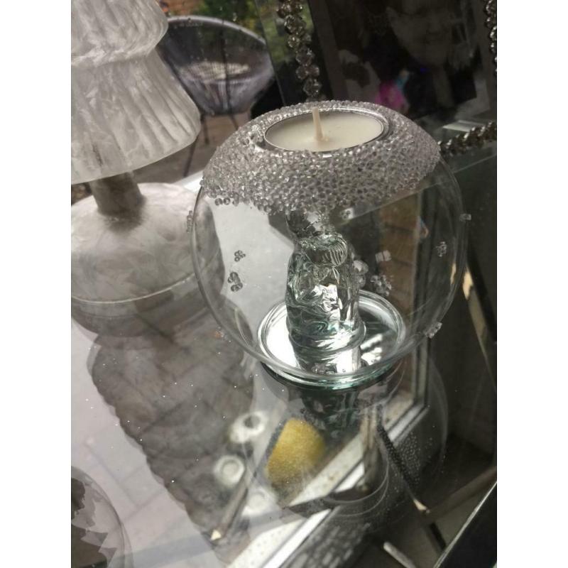 Gorgeous glass Santa tea light candle holder Christmas decoration
