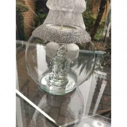 Gorgeous glass Santa tea light candle holder Christmas decoration