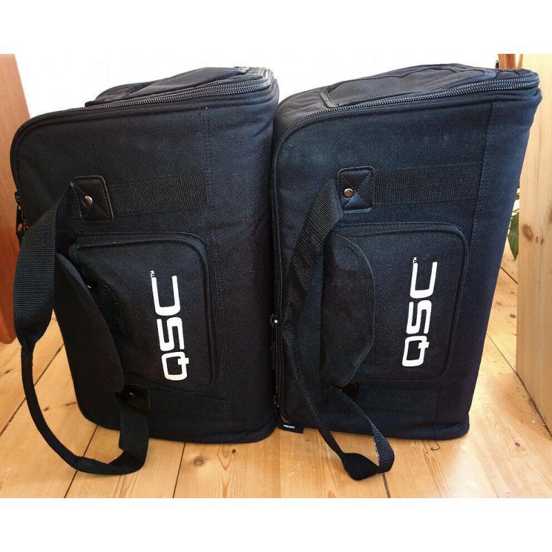 PA system: QSC K8s + The Box Pro Achat 112 Sub A speakers, Soundcraft EFX8 mixer, tote bags, stands
