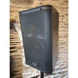 PA system: QSC K8s + The Box Pro Achat 112 Sub A speakers, Soundcraft EFX8 mixer, tote bags, stands