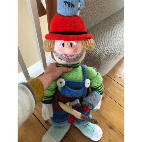 Bob the builder knitted toy with tools