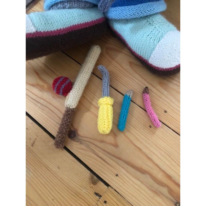 Bob the builder knitted toy with tools
