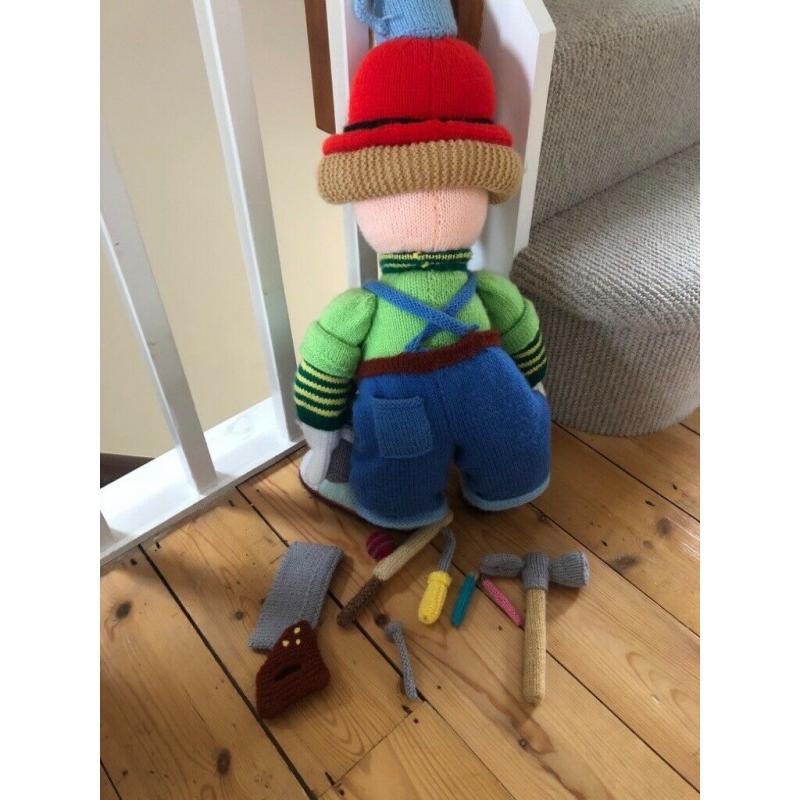 Bob the builder knitted toy with tools