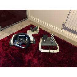 Xbox 360 steering wheel and pedals