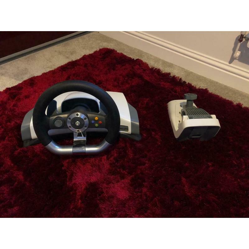 Xbox 360 steering wheel and pedals