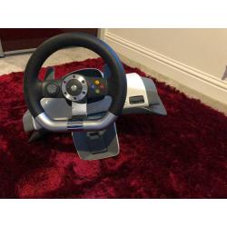 Xbox 360 steering wheel and pedals