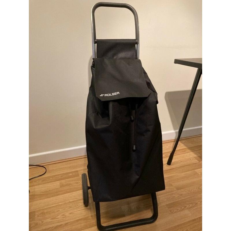 Foldable Black Rolster Shopping Trolley