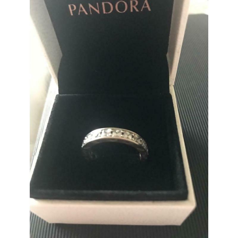 New Pandora silver white stone ring size 60