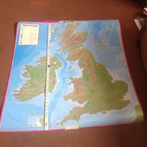 BRITISH ISLES WALL MAP BY ORDNANCE SURVEY.