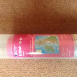BRITISH ISLES WALL MAP BY ORDNANCE SURVEY.