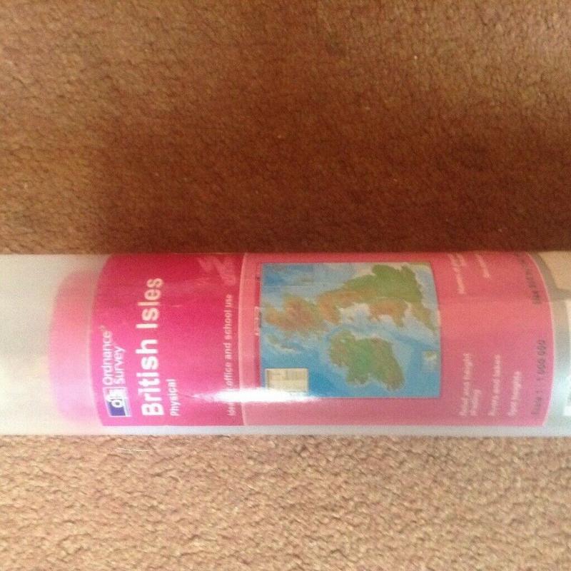 BRITISH ISLES WALL MAP BY ORDNANCE SURVEY.